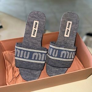 Miu Miu Jaquard Denim Sandal.